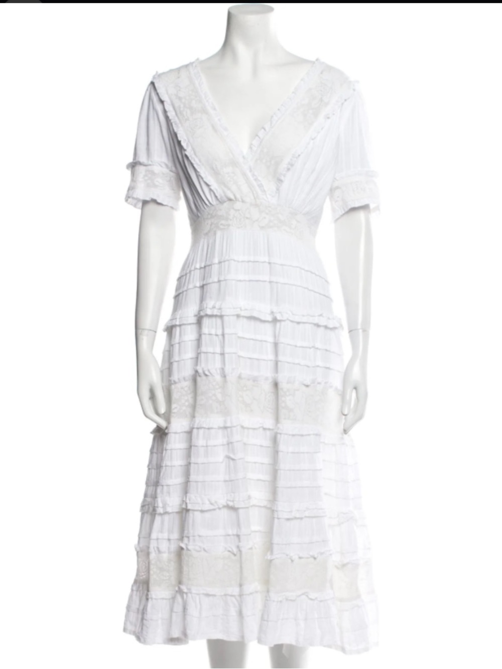 Anthropologie x Forever That Girl Ruffled Lace Midi Dress In White Size M